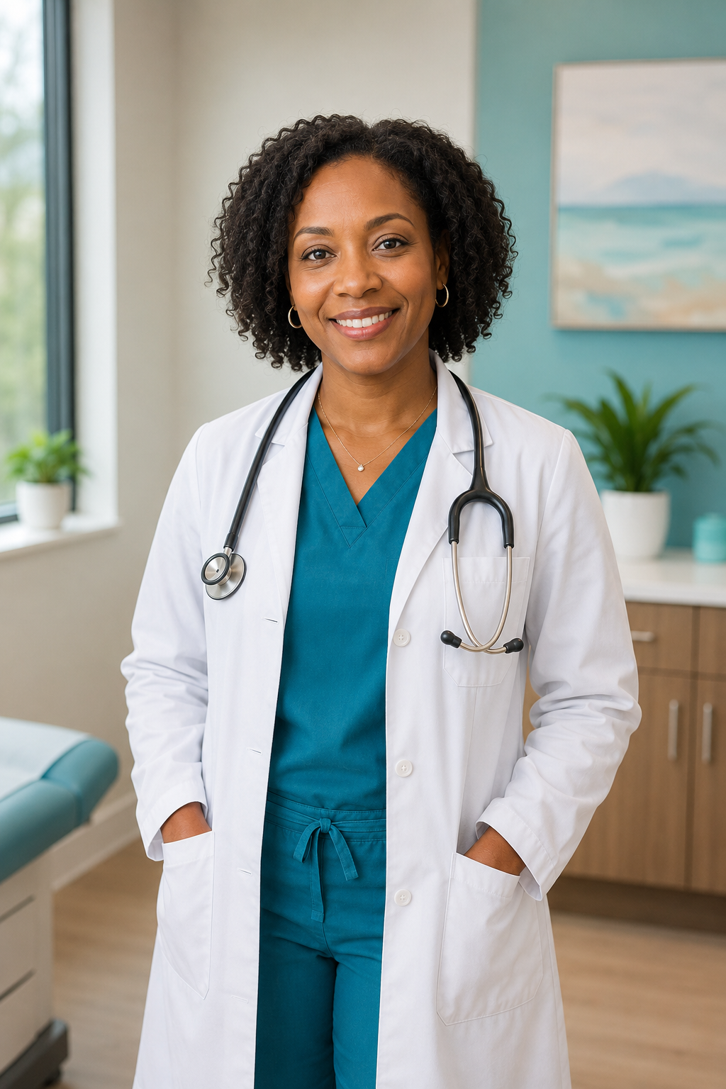 A welcoming female family doctor